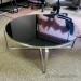 36" Stainless Frame w/ Black Glass Round Coffee Table